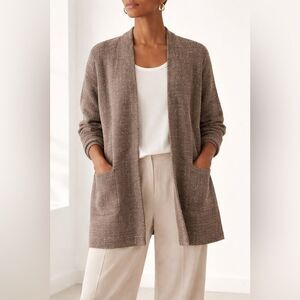 Eileen Fisher Textured Open Front Cardigan | XL